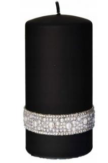 Dekoracyjna Świeca Crystal Pearl czarna 14cm wysokości