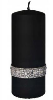 Dekoracyjna Świeca Crystal Pearl czarna 18cm wysokości