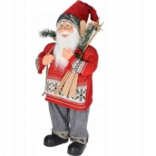 Figurka Święty Mikołaj z Nartami w czerwonym Stroju 60 cm – Dekoracja