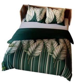 KOMPLET POSCIELI 220x200 TROPICANA SATYNA BAWEŁNIANA 100% ZIELONA