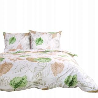 KOMPLET POŚCIELI FLANELOWEJ 220x200 FLANELA LIŚCIE ZIELONE 31505/2