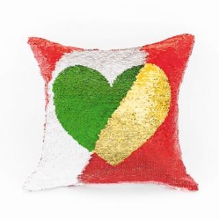 Poduszka HEART 40x40 kolor biały-złoty/czerwony-zielony