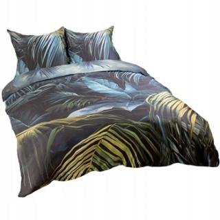 POŚCIEL 220x200 100% BAWEŁNA NIEBIESKIE LIŚCIE KOMPLET POŚCIELI 12403