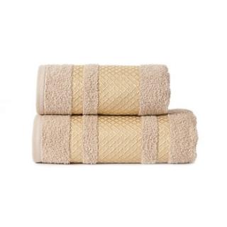 RĘCZNIK 50x90 LIONEL 100% BAWEŁNA 450g/m2 BEŻOWY ZE ZŁOTĄ BORDIURĄ
