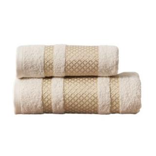 RĘCZNIK 50x90 LIONEL 100% BAWEŁNA 450g/m2 KREMOWY ZE ZŁOTĄ BORDIURĄ