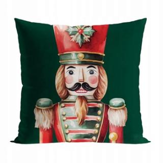 Świąteczna Poszewka Dekoracyjna 45x45 Velvet Zielona Dziadek do Orzechów