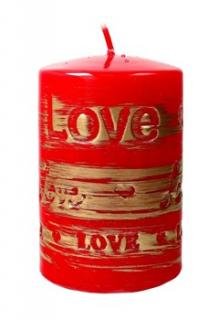 Świeca dekoracyjna czerwona Love 10cm wysokości