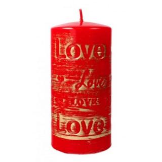 Świeca dekoracyjna czerwona Love 14cm wysokości