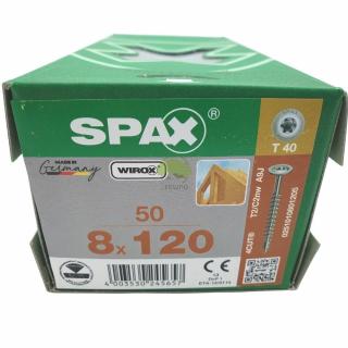 SPAX Wkręty do konstrukcji 8x120 WIROX (50szt.) Srebrny