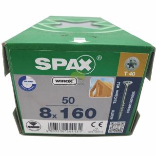 SPAX Wkręty do konstrukcji 8x160 WIROX stożkowy (50szt.) srebrny