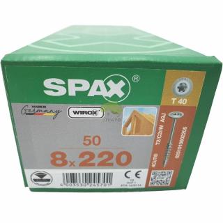 SPAX Wkręty do konstrukcji 8x220 WIROX (50szt.) srebrny