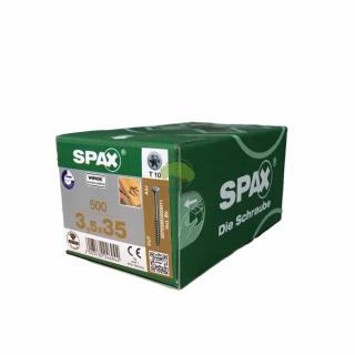 SPAX  Wkręty do podłóg drewnianych WIROX 3,5x35 (500szt.) + bit T10 srebrny