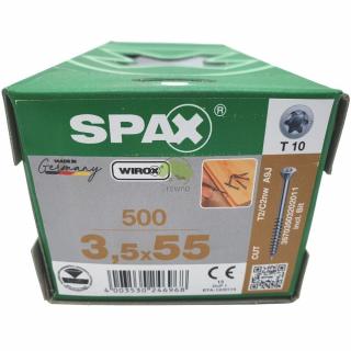 SPAX Wkręty do podłóg drewnianych WIROX 3,5x55 (500szt.) + bit T10 srebrny