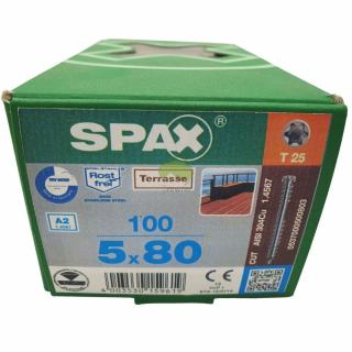 SPAX Wkręty do tarasu A2 5x80 (100szt.) srebrny