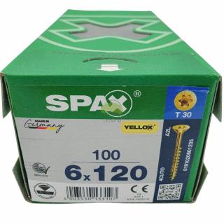 SPAX Wkręty uniwersalne YELLOX 6x120 (100szt.) złoty