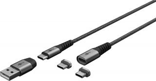 Kabel magnetyczny 2.0 2w1 Goobay 2xUSB-C 1xUSB-A