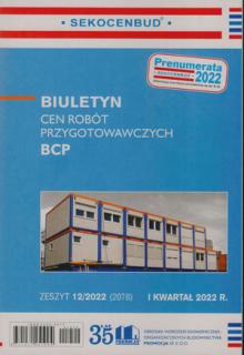 BCP 1/2022 Biuletyn cen robót przygotowawczych