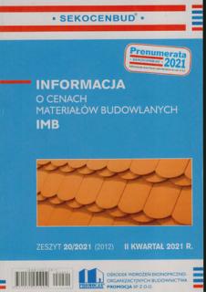 IMB 2 kw 2021 Informacja o cenach materiałów budowlanych         2 kwartał 2021