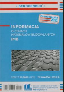 IMB 4 kw 2020 Informacja o cenach materiałów budowlanych         4 kwartał 2010
