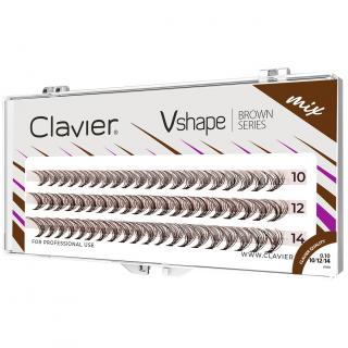 Clavier Rzęsy Kępki Vshape Brown - Mix 10/12/14 mm 0,10 C 10D