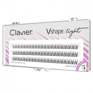 Clavier Rzęsy Kępki Vshape Light - 8 mm 0,07 C