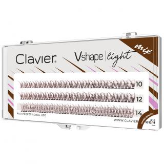 Clavier Rzęsy Kępki Vshape Light Brown - Mix 10/12/14 mm 0,10 C 10D