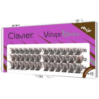 Clavier Rzęsy Kępki Vshape Xtreme Brown - Mix 10/12/14 mm 0,10 C