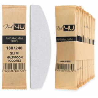 NAIL4U Podofile Pilnik Do Paznokci Natural Mini Łódka Slim 180/240 - 50 szt