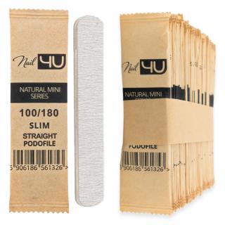 NAIL4U Podofile Pilnik Do Paznokci Natural Mini Prosty Slim 100/180 - 50 szt