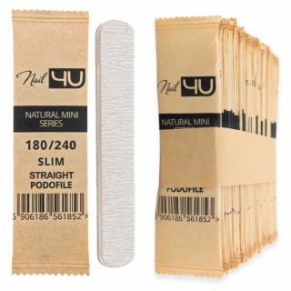 NAIL4U Podofile Pilnik Do Paznokci Natural Mini Prosty Slim 180/240 - 50 szt