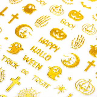 Naklejki Do Paznokci Cienkie Samoprzylepne R233 - Halloween Złote