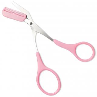 Nożyczki Do Modelowania i Regulacji Brwi z Grzebieniem - Pink
