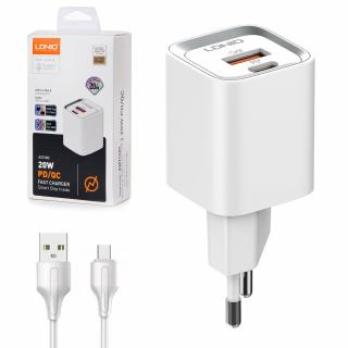 Ładowarka USB 20W PD QC3.0 kabel USB-A microUSB