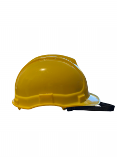 Kask Ochronny Żółty z paskiem podbródkowym 2-punktowym - Hełm Bratek-3 z wentylacją