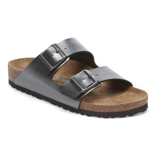 Klapki Birkenstock Arizona metallic black wąskie 1029224