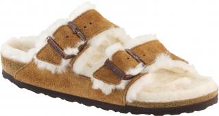 Klapki Birkenstock Arizona shearling mink wąskie 1001135