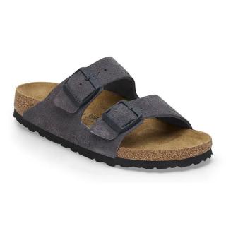 Klapki Birkenstock Arizona velvet grey wąskie 1028592