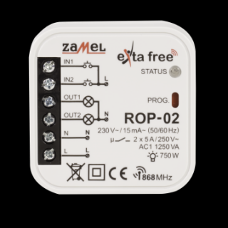 EXTA FREE radiowy odbiornik dopuszkowy 2-kanałowy 230V ZAMEL
