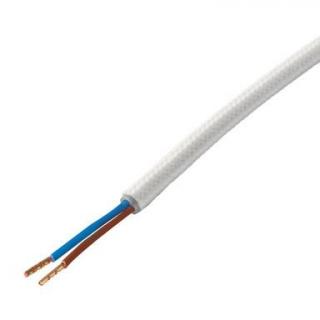 Kabel przyłączeniowy bez wtyczki (sam przewód) OMY 2x0,75 1,8m w oplocie materiałowym BIAŁY DPM