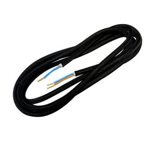 Kabel przyłączeniowy bez wtyczki (sam przewód) OMY 2x0,75 1,8m w oplocie materiałowym CZARNY DPM