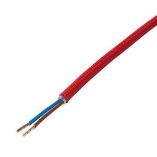 Kabel przyłączeniowy bez wtyczki (sam przewód) OMY 2x0,75 3,0m w oplocie materiałowym CZERWONY DPM