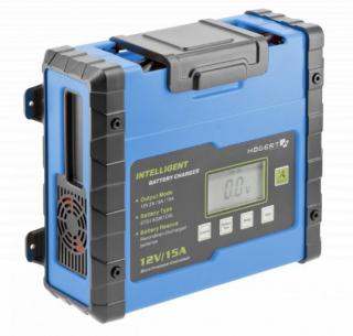 Ładowarka elektroniczna automatyczna do akumulatorów 12V o pojemności 15-300Ah z krokodylkami [prostownik] Hogert