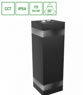 Lampa elewacyjna dwukierunkowa LED 18W CCT 3000/4000/6000K 2000lm kwadratowa czarna TORRE RING (99x78x240mm) IP54 SPECTRUM