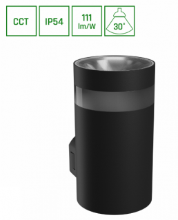 Lampa elewacyjna jednokierunkowa LED 9W CCT 3000/4000/6000K 1000lm okrągła czarna TORRE RING (99x78x156mm) IP54 SPECTRUM