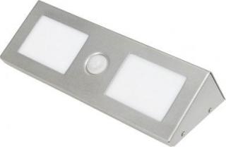 Lampa elewacyjna LED 2x4W KRONO z czujnikiem PiR b.neutralna 4000K 700lm skośna srebrna PAWBOL