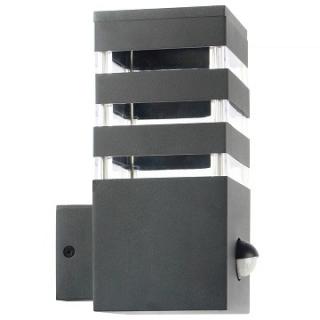 Lampa ogrodowa/elewacyjna E27 z czujnikiem ruchu kinkiet w górę grafit TEKSAS IP44 Polux