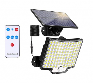 Naświetlacz LED z czujnikiem z panelem solarnym 10W b.zimna 6500K 500lm 108xSMD PIR obudowa czarna IP44 LVT