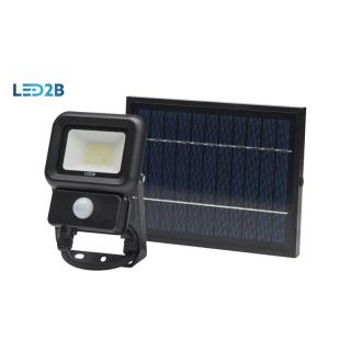 Naświetlacz LED z czujnikiem z panelem solarnym 20W b.zimna 6500K 1400lm NSC LED2B obudowa czarna IP65 KOBI