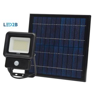 Naświetlacz LED z czujnikiem z panelem solarnym 30W b.zimna 6500K 2100lm NSC LED2B obudowa czarna IP65 KOBI