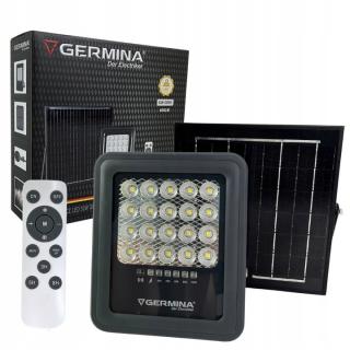 Naświetlacz LED z panelem solarnym 50W b.zimna 5000K 600lm DORADO sterowany pilotem panel jako osobny element na przewodzie IP65 GERMINA